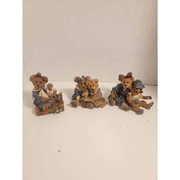 Boyds Bears & Friends Home Brown Gray Ceramic Figurines Set Of 3 - Picture 1 of 8